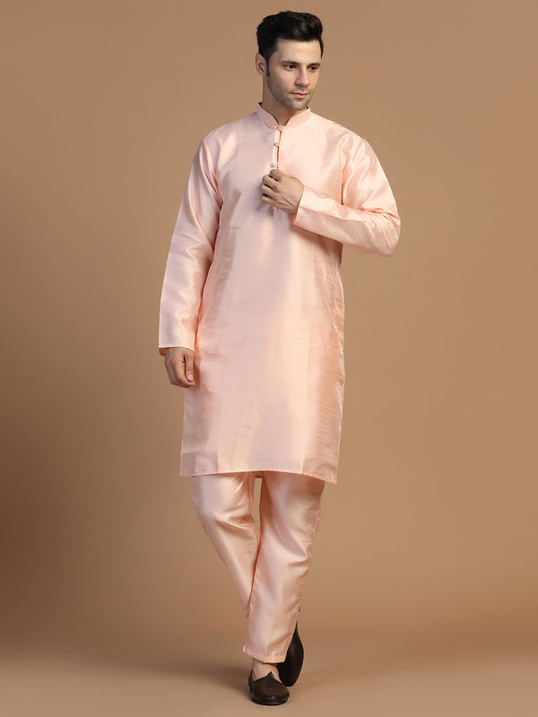 Peach Dupion Kurta Set