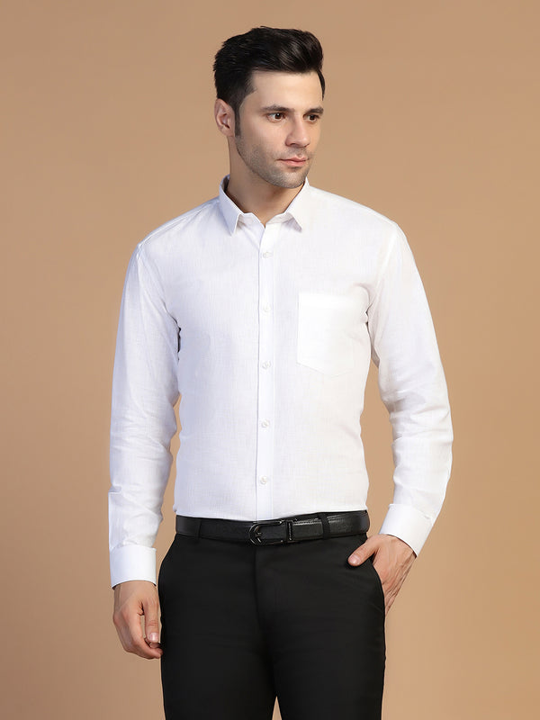 White Linen Shirt Full Sleeves