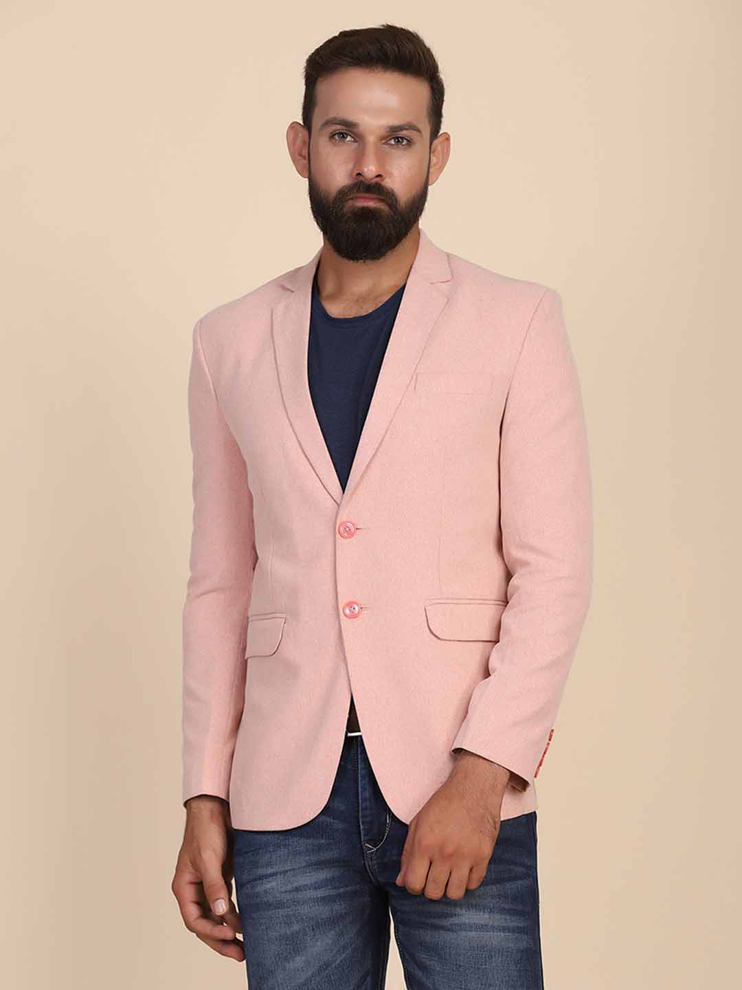 Men Suede Peach Blazer Tahvo