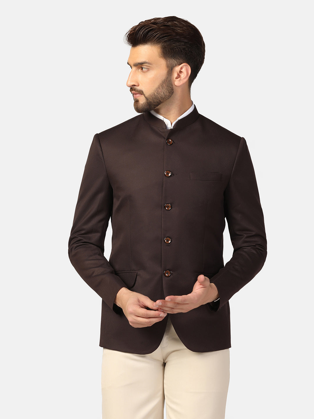 Men Brown Bandhgala Blazer Tahvo