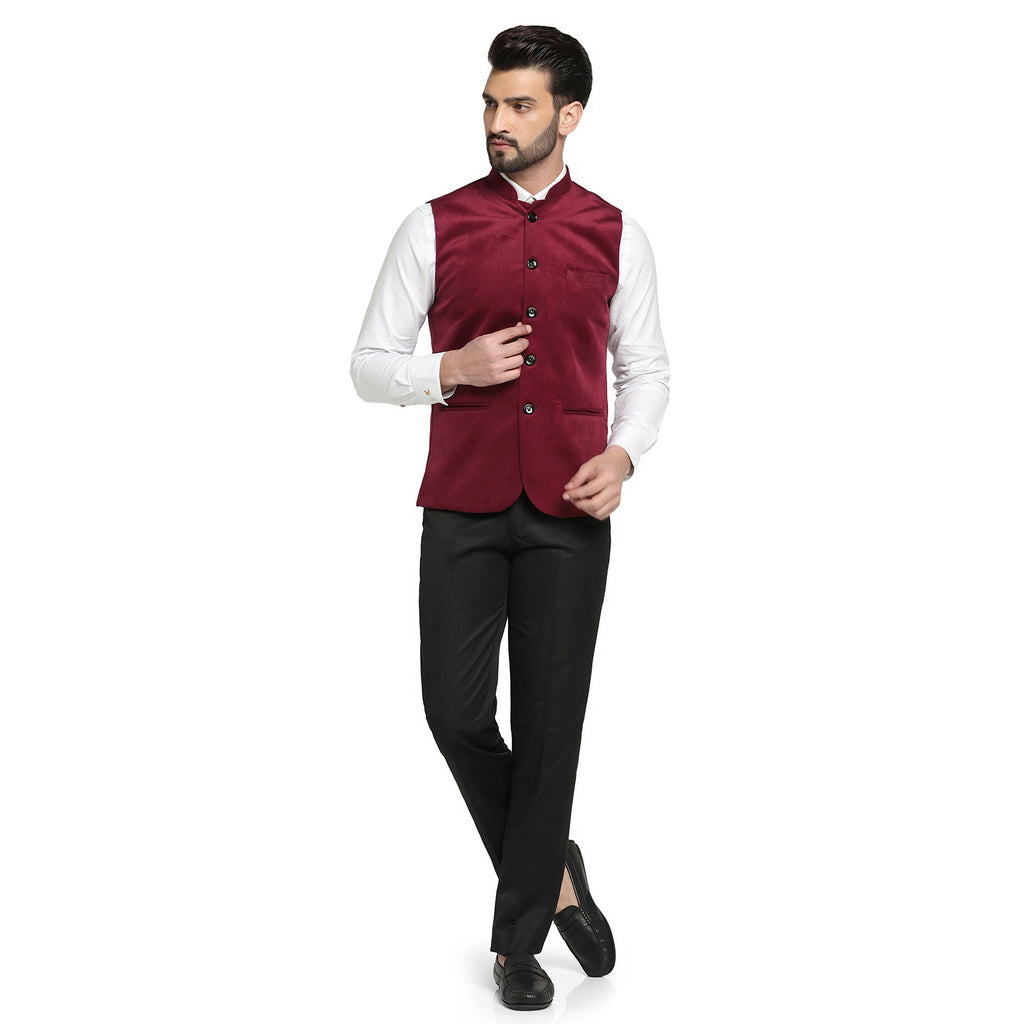 Buy VASTRAMAY Boys Black Velvet Nehru Jacket online