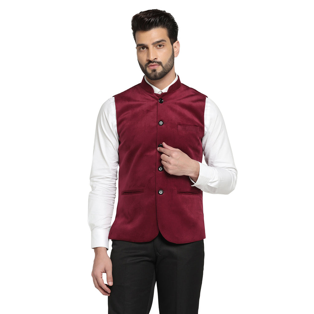 Dark Green Handcrafted Velvet Stitched Nehru Jacket With Nakshi Embroi –  WeaverStory