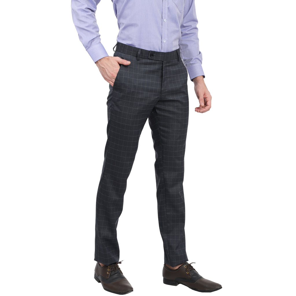 Slim Fit B-91 Formal Grey Check Trouser - Barren