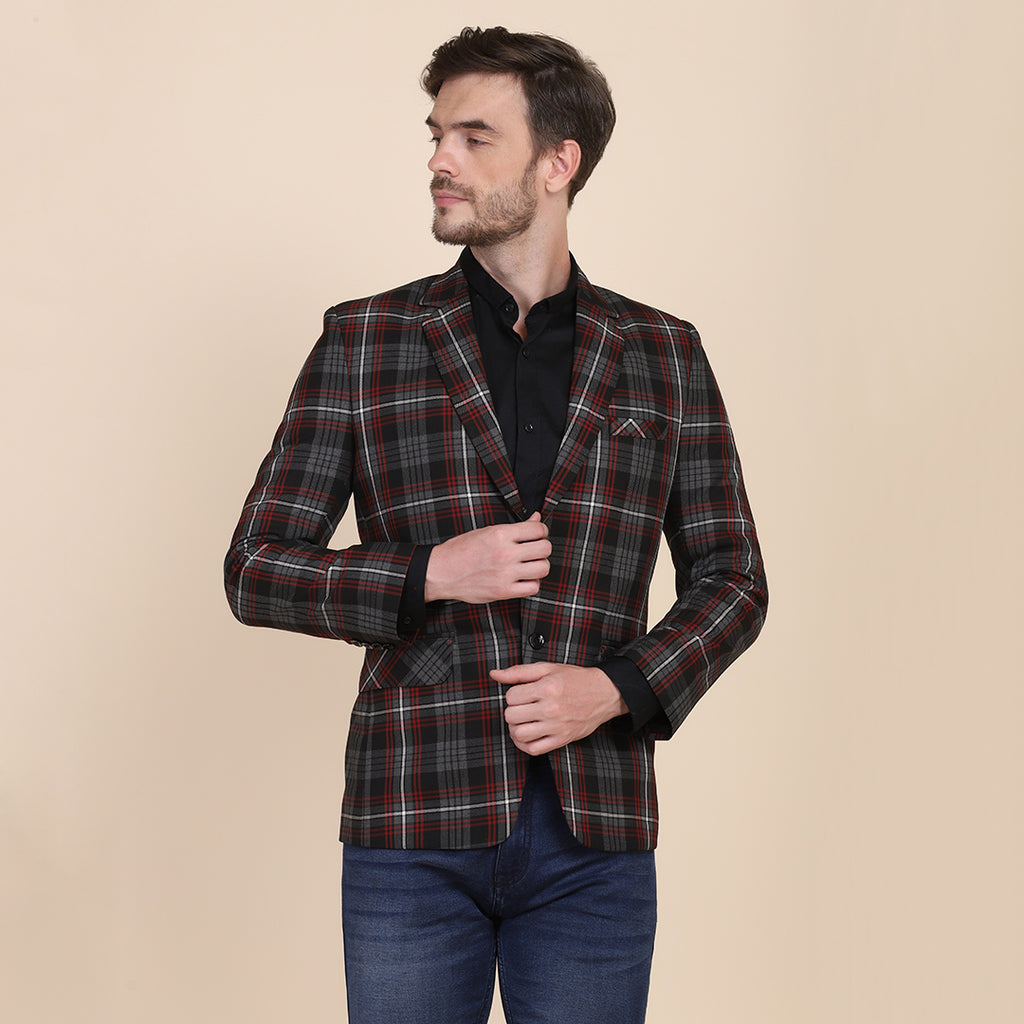 Mens black check on sale blazer